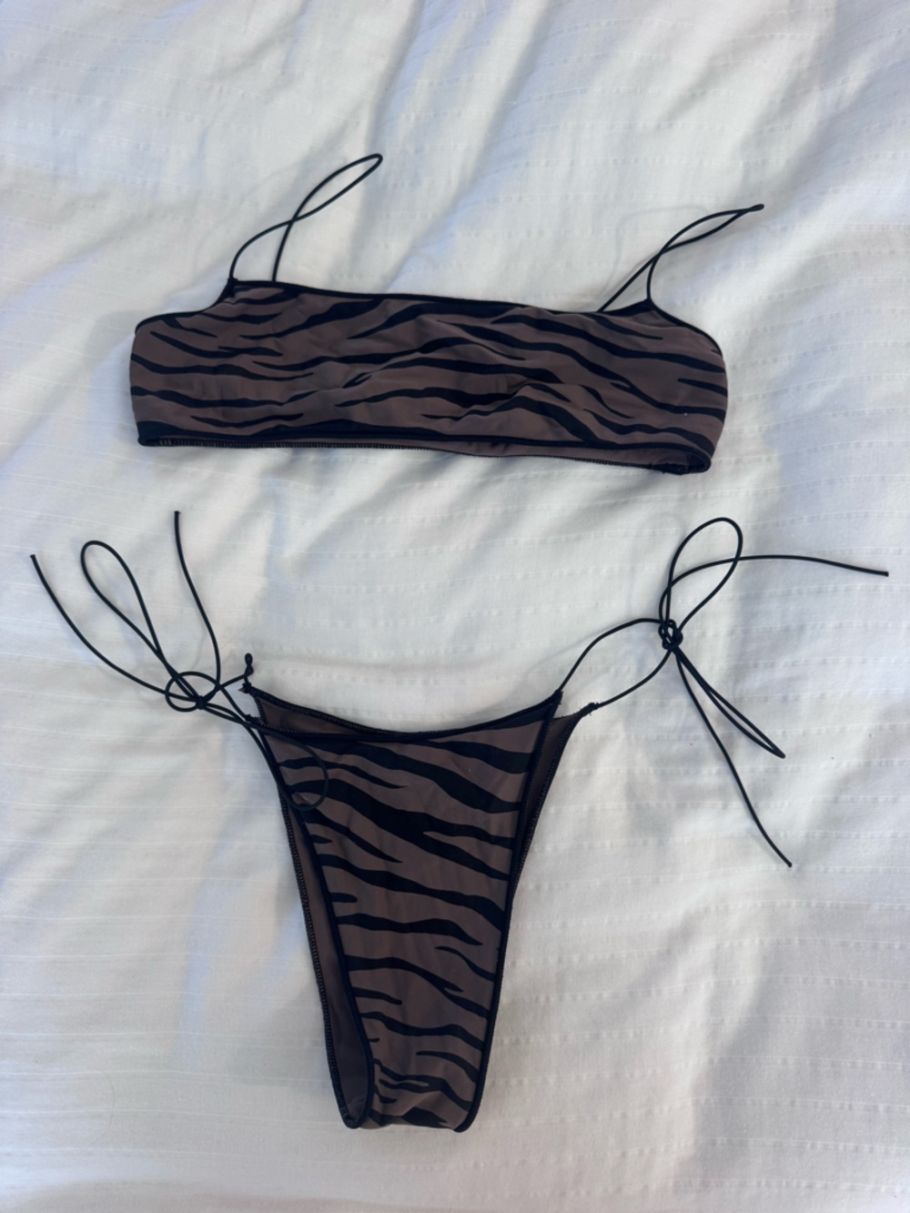 Tropic of C - Brown & Black Zebra Print Tie-Side Bikini Set